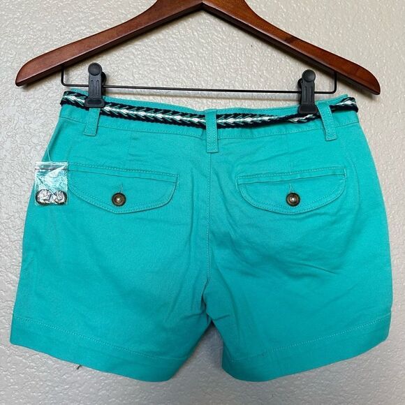 Red Camel Turquoise Teal Blue Belted Shorts 3 - Picture 3 of 4